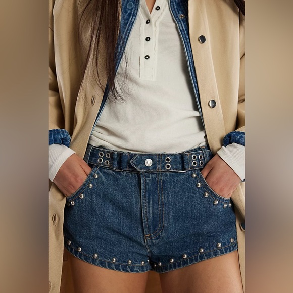 Free People Pants - New We The Free by Free People The Cool Kid Denim Studded Micro Shorts sz 25